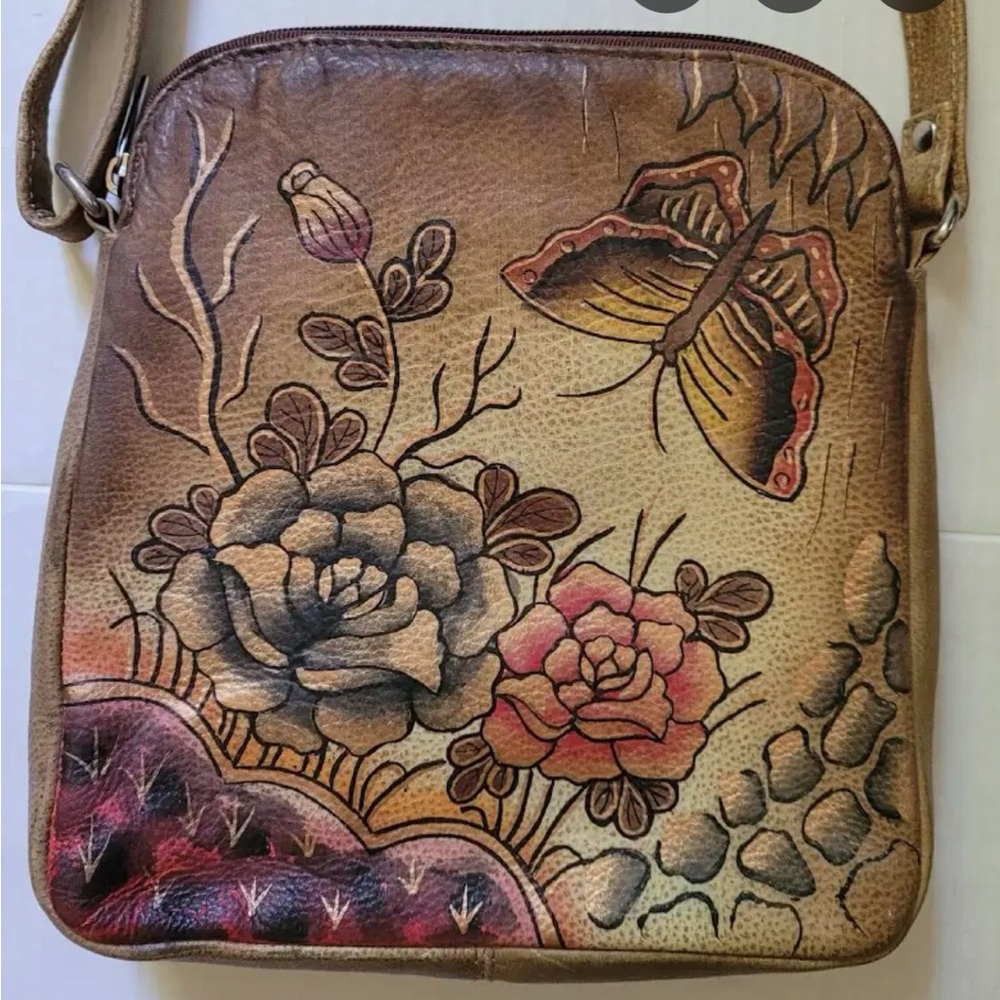 Biacci Floral hand painted Brown Crossbody Bag